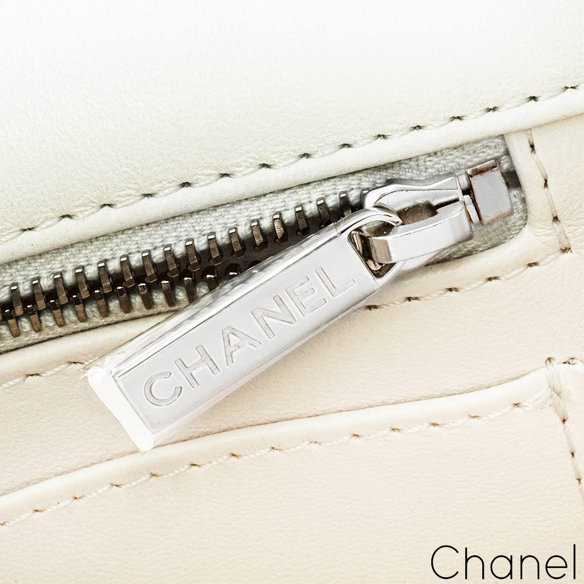 Chanel 24B White & Black Sequin Bow Mini Flap Silver Hardware Bag For Sale 3
