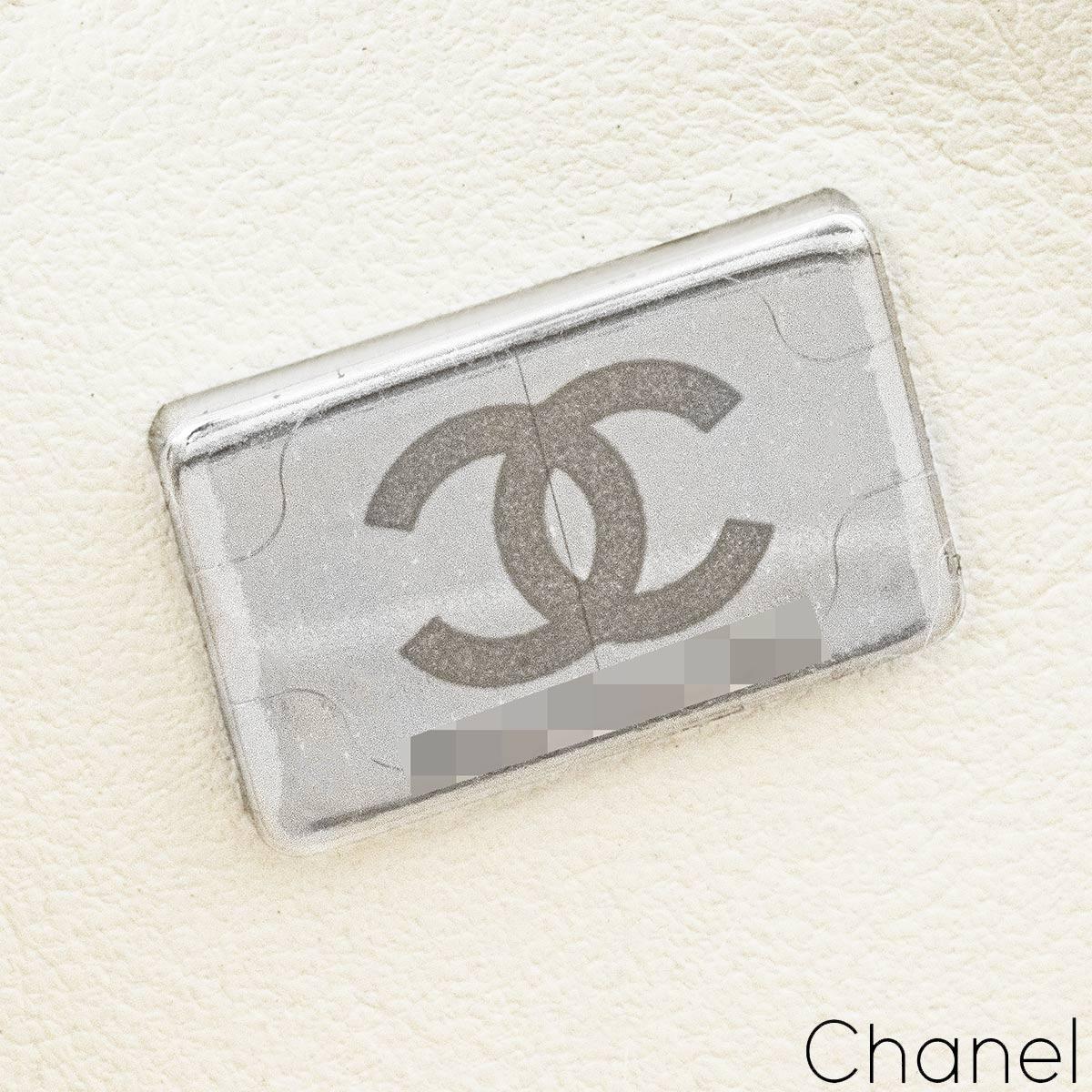 Chanel 24B White & Black Sequin Bow Mini Flap Silver Hardware Bag For Sale 4
