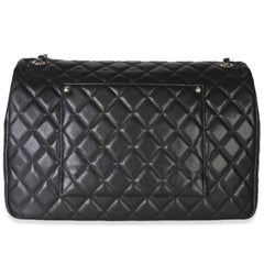 Chanel 24C Black Quilted Caviar Maxi XXL Travel Flap Bag