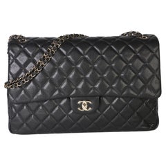 Chanel 24C Black Quilted Caviar Maxi XXL Travel Flap Bag