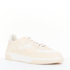 CHANEL 24C CC Canvas Sport Trainer white beige CC quilted sneakers EU38