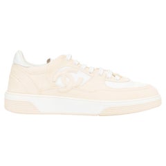 CHANEL 24C CC Canvas Sport Trainer white beige CC quilted sneakers EU38