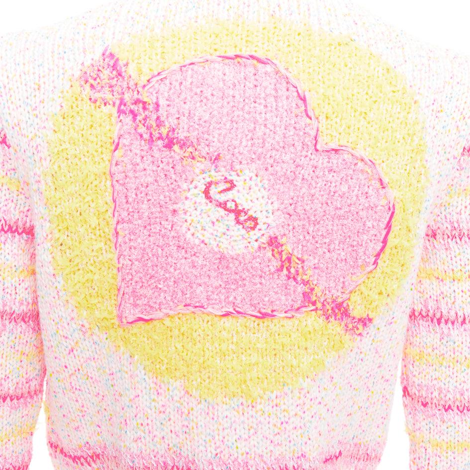 CHANEL 24C Coco Heart pink crochet tweed trim cardigan jacket FR34 XS For Sale 2