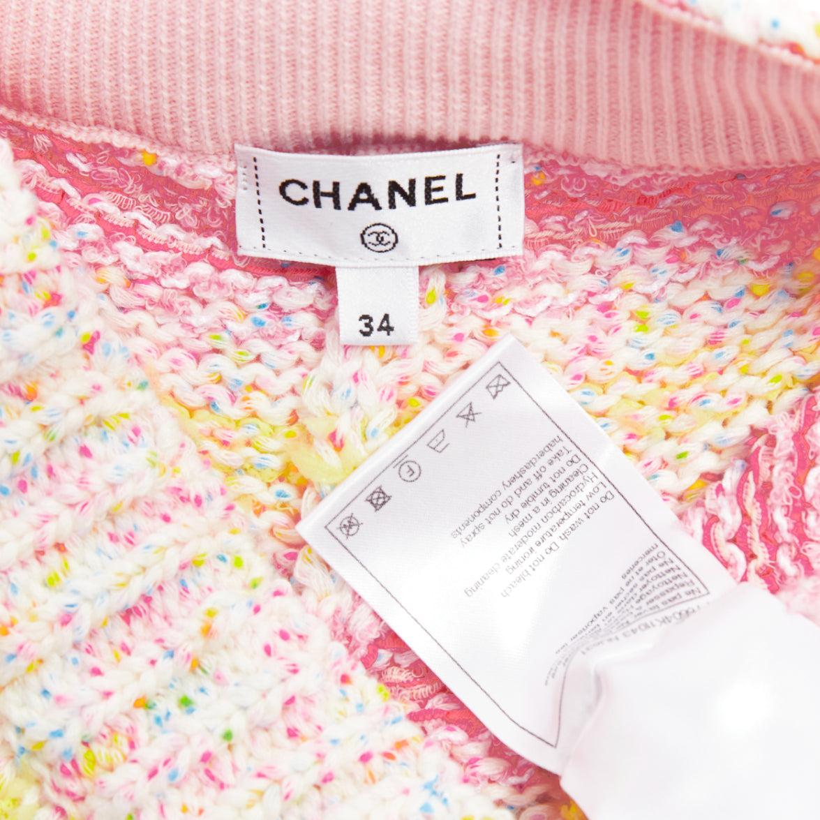 CHANEL mini-short 24C rose jaune coton mélangé avec logo CC FR34 XS en vente 4