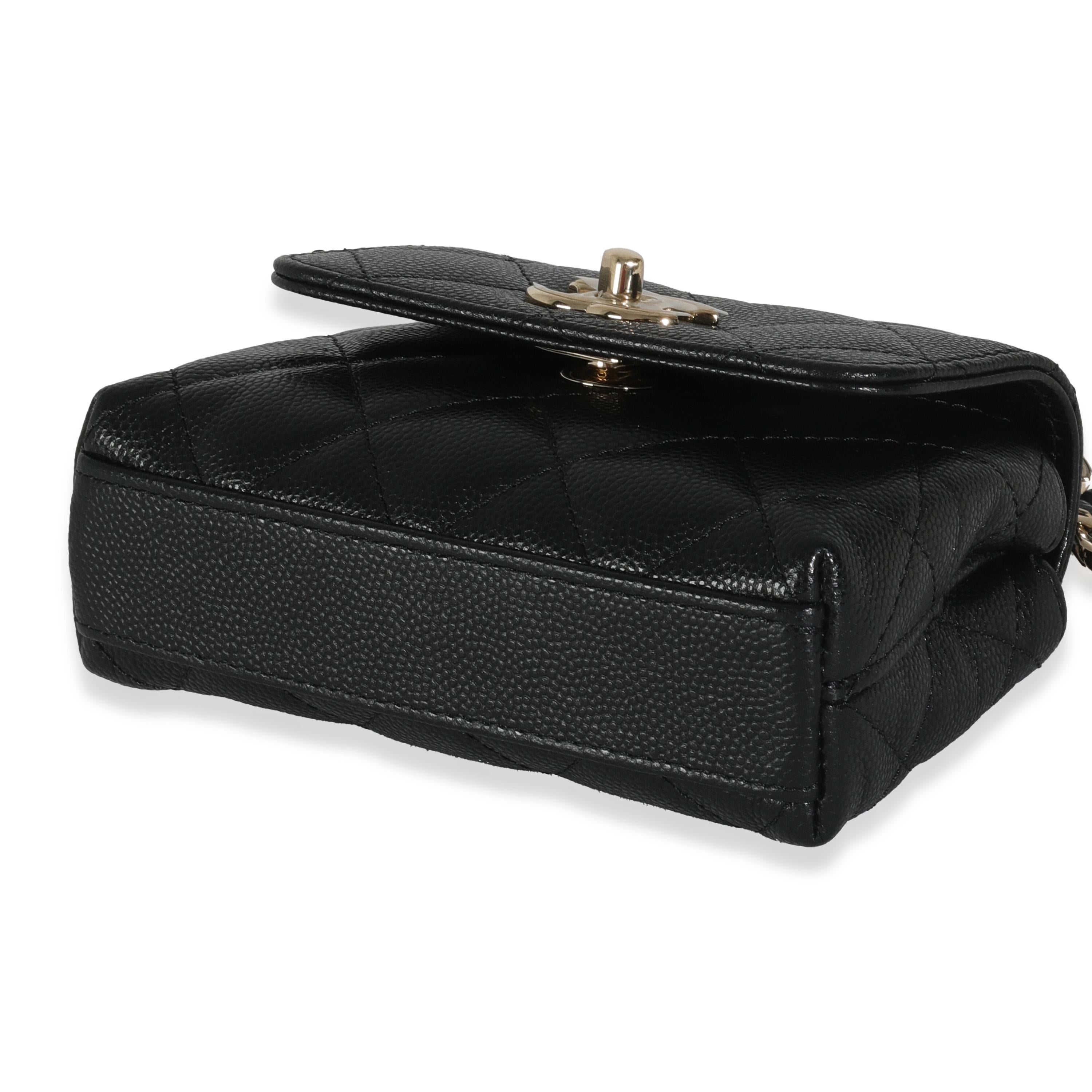 Chanel 24K Black Quilted Caviar Coco Top Handle Clutch With Chain Handbag For Sale 1