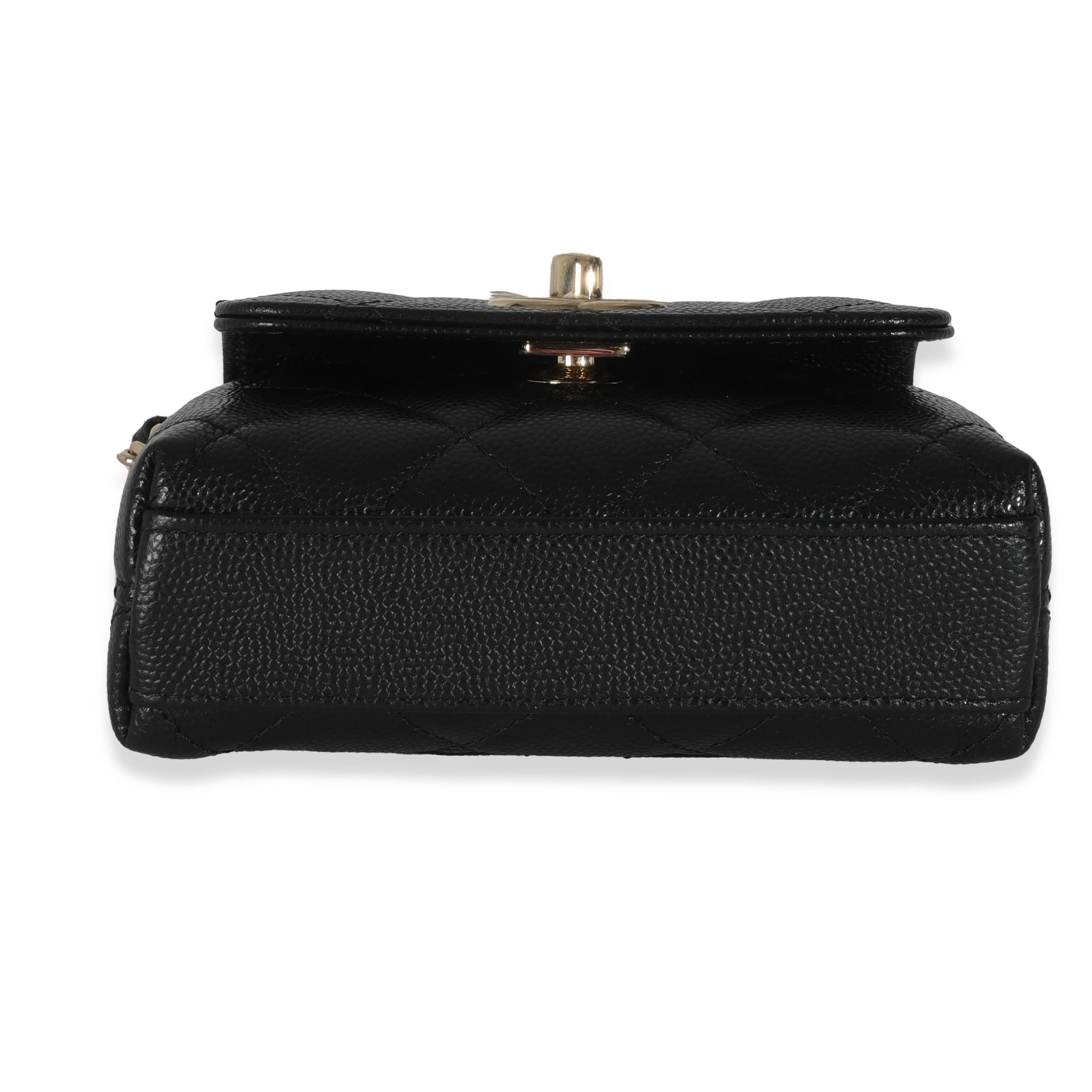 Chanel 24K Black Quilted Caviar Coco Top Handle Clutch With Chain Handbag For Sale 3
