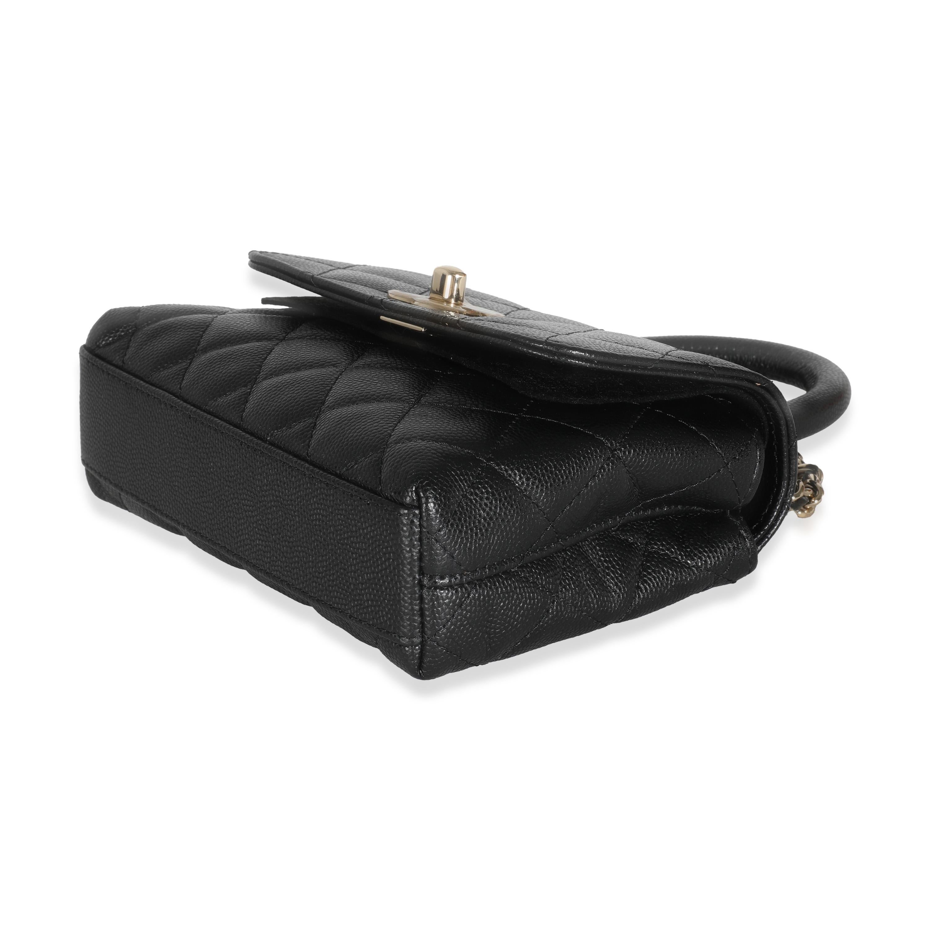 Women's or Men's Chanel 24K Black Quilted Caviar Extra Mini Coco Top Handle Handbag For Sale