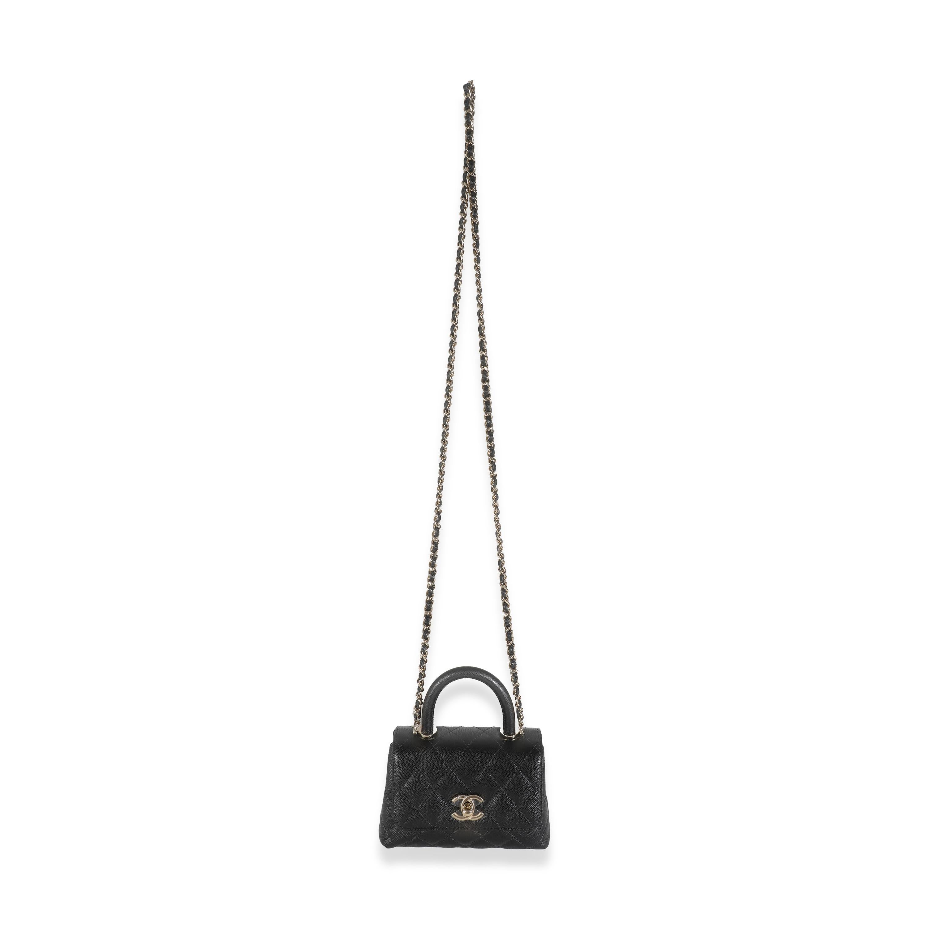 Chanel 24K Black Quilted Caviar Extra Mini Coco Top Handle Handbag For Sale 1