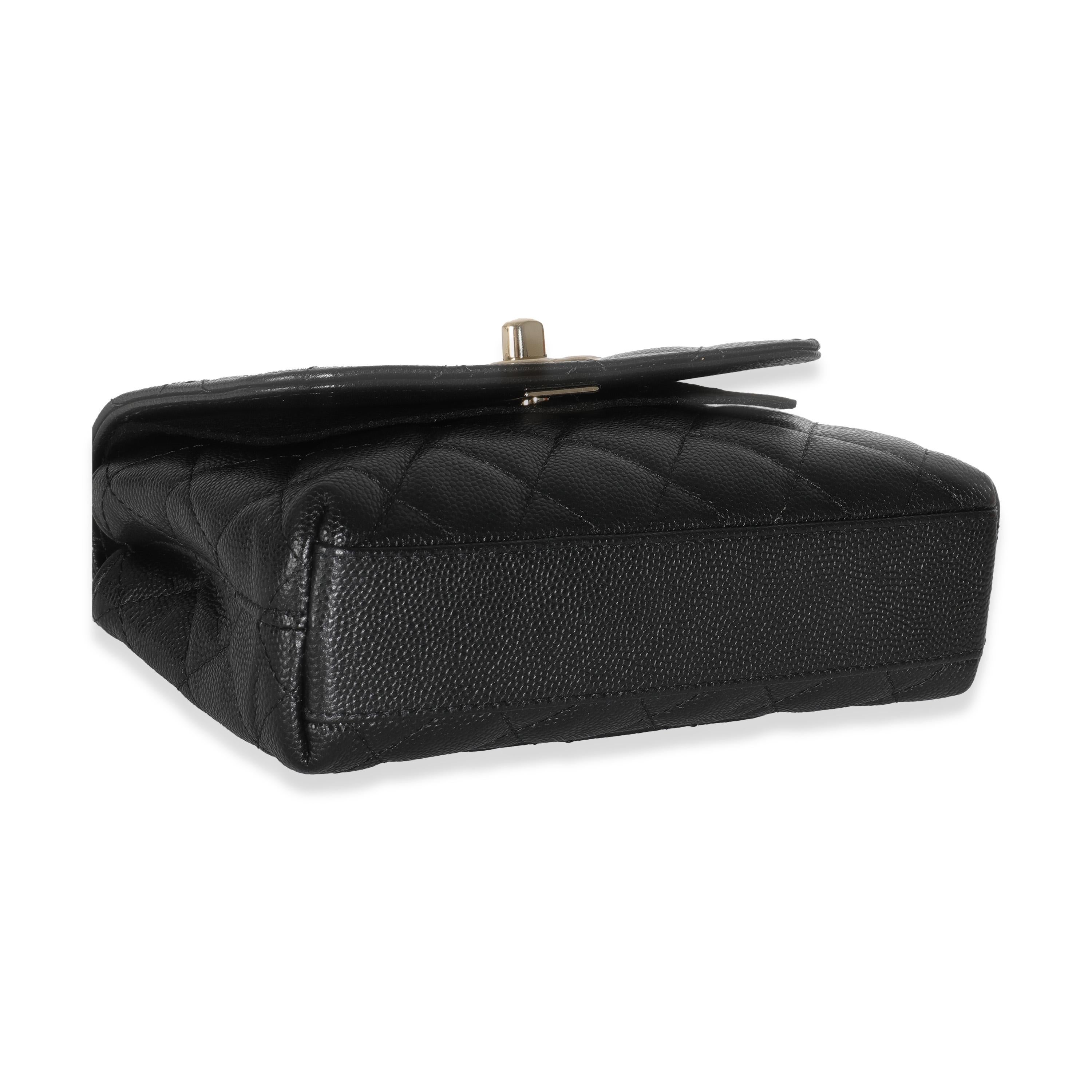 Chanel 24K Black Quilted Caviar Extra Mini Coco Top Handle Handbag For Sale 2