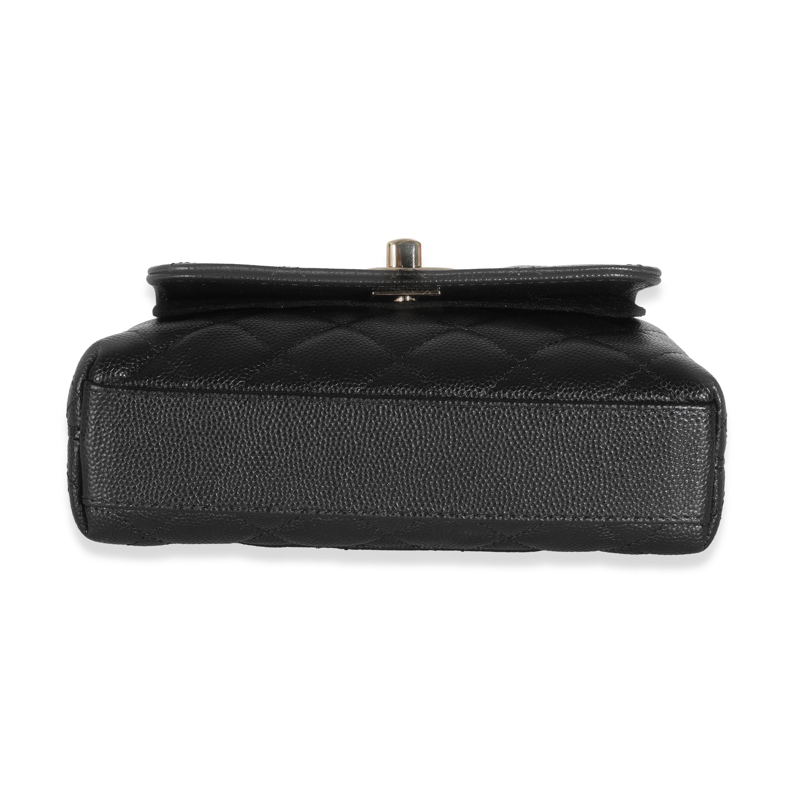 Chanel 24K Black Quilted Caviar Extra Mini Coco Top Handle Handbag For Sale 3