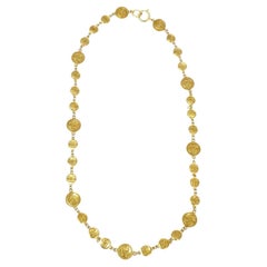 CHANEL 24K Gold Metal Plated Charm Coin Long Chain Necklace 