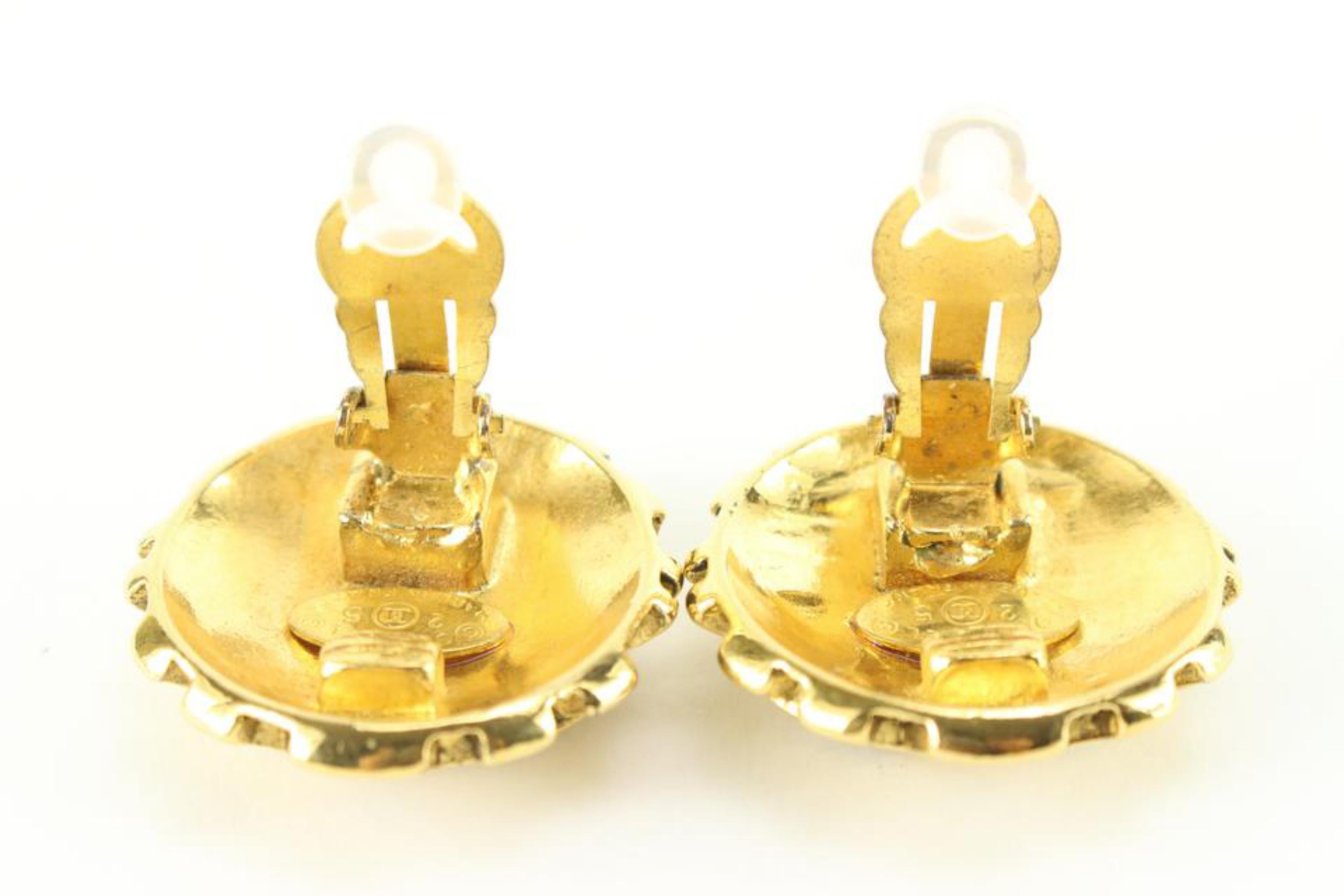 Chanel 24k vergoldete 25 Kollektion Jumbo CC Logo-Ohrringe 60ch825s (Braun) im Angebot