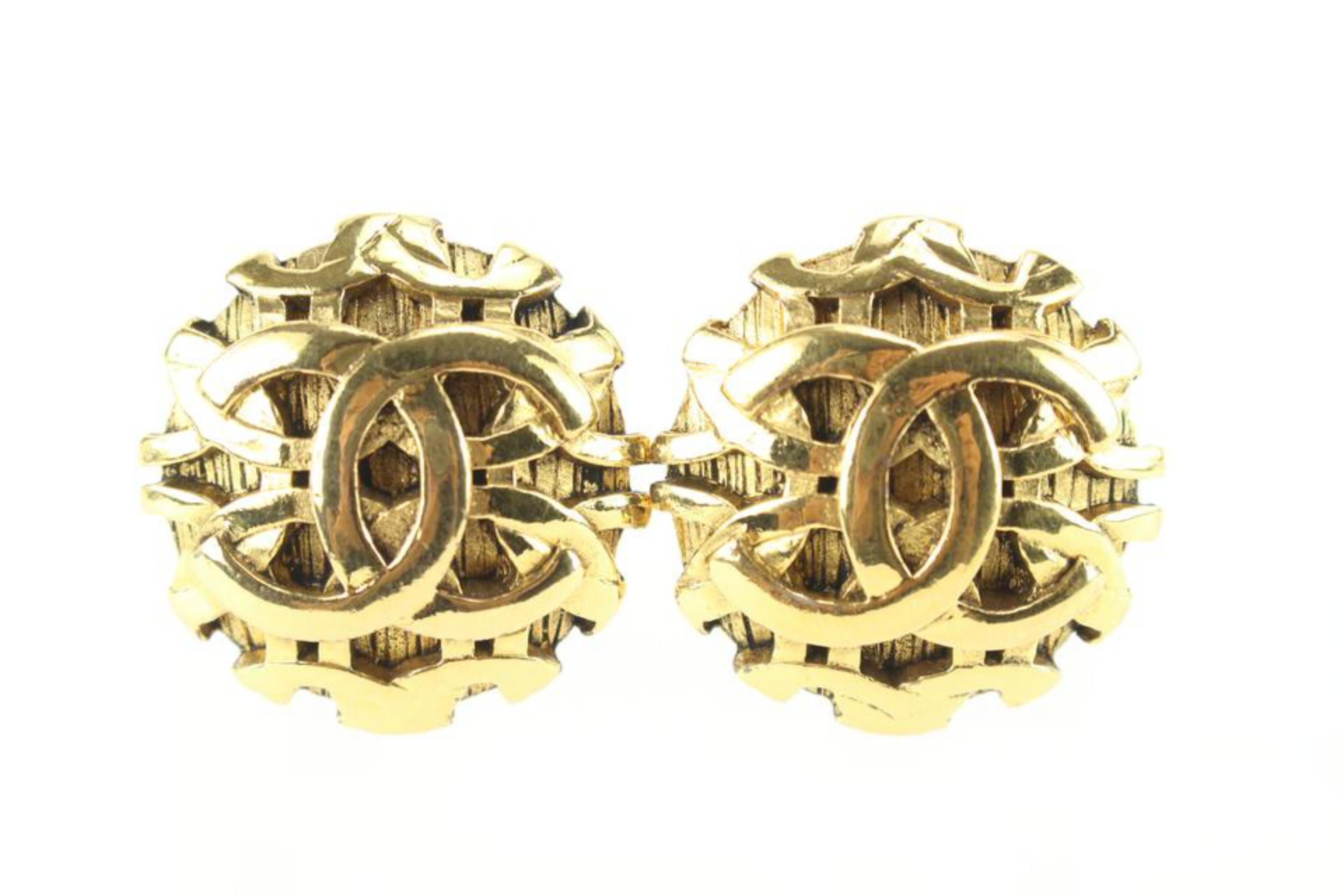 Chanel 24k Gold Plated 25 Collection Jumbo CC Logo Earrings 60ch825s For Sale 1