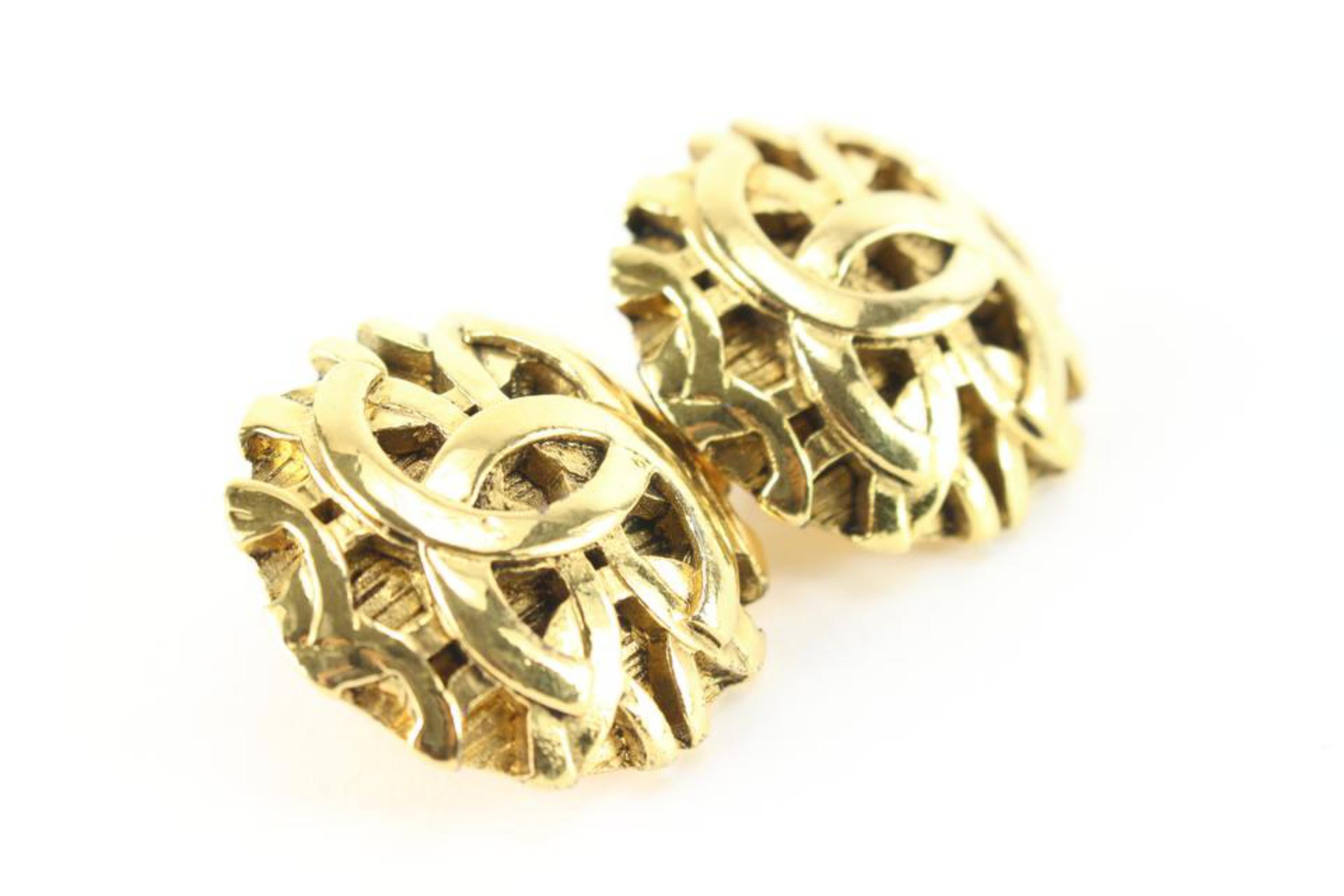 Chanel 24k Gold Plated 25 Collection Jumbo CC Logo Earrings 60ch825s For Sale 2