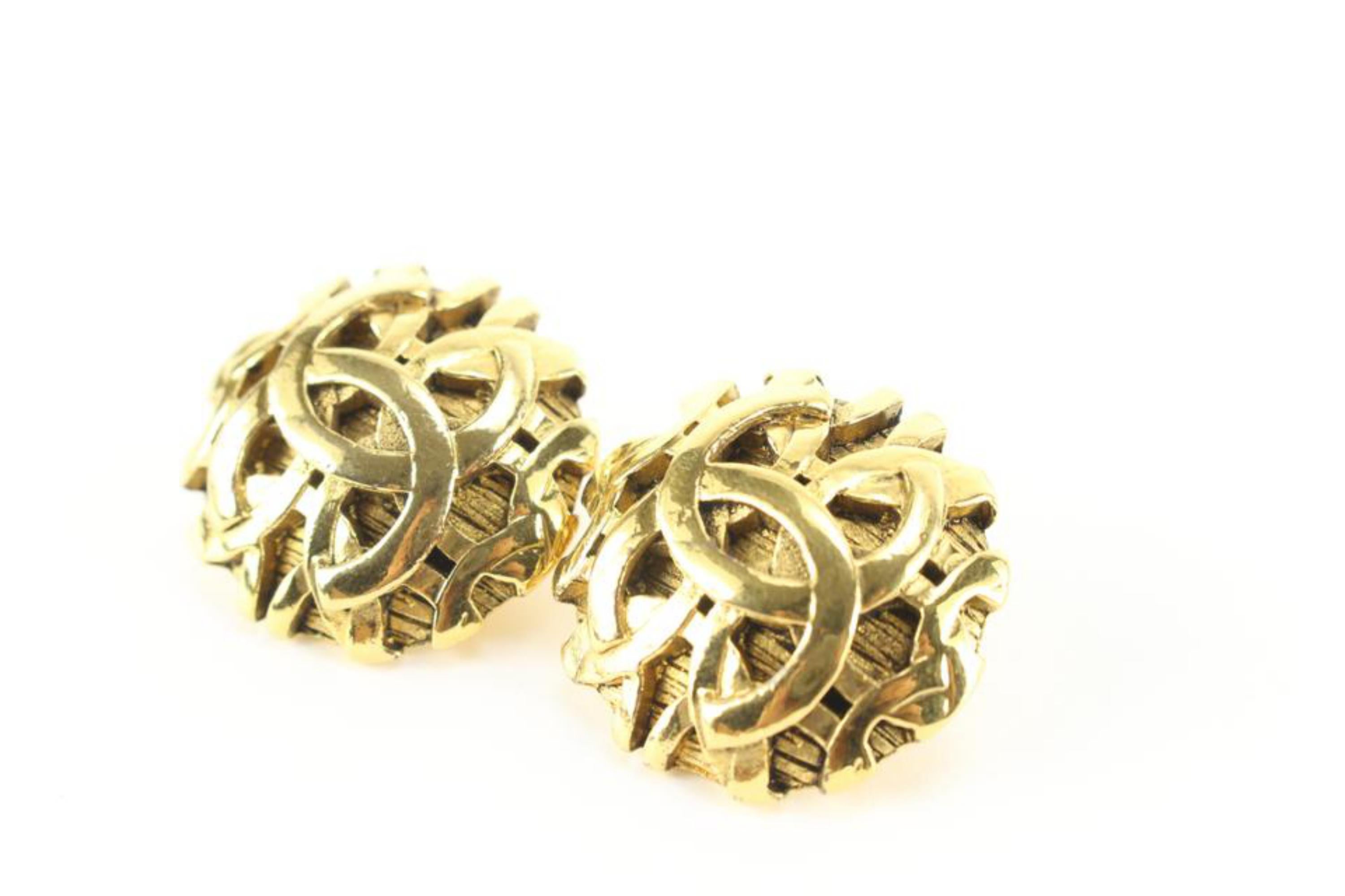 Chanel 24k Gold Plated 25 Collection Jumbo CC Logo Earrings 60ch825s For Sale 3