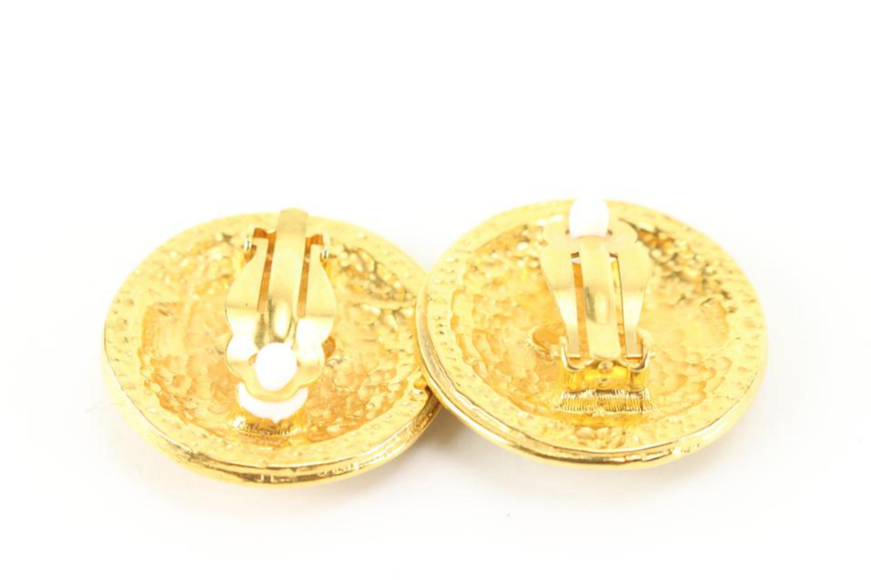 Chanel 24k Gold Plated CC Logo Around Crest Shield Earrings 25cc824s 4