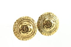 Chanel 24k Gold Plated CC Logo Earrings 76ck817s