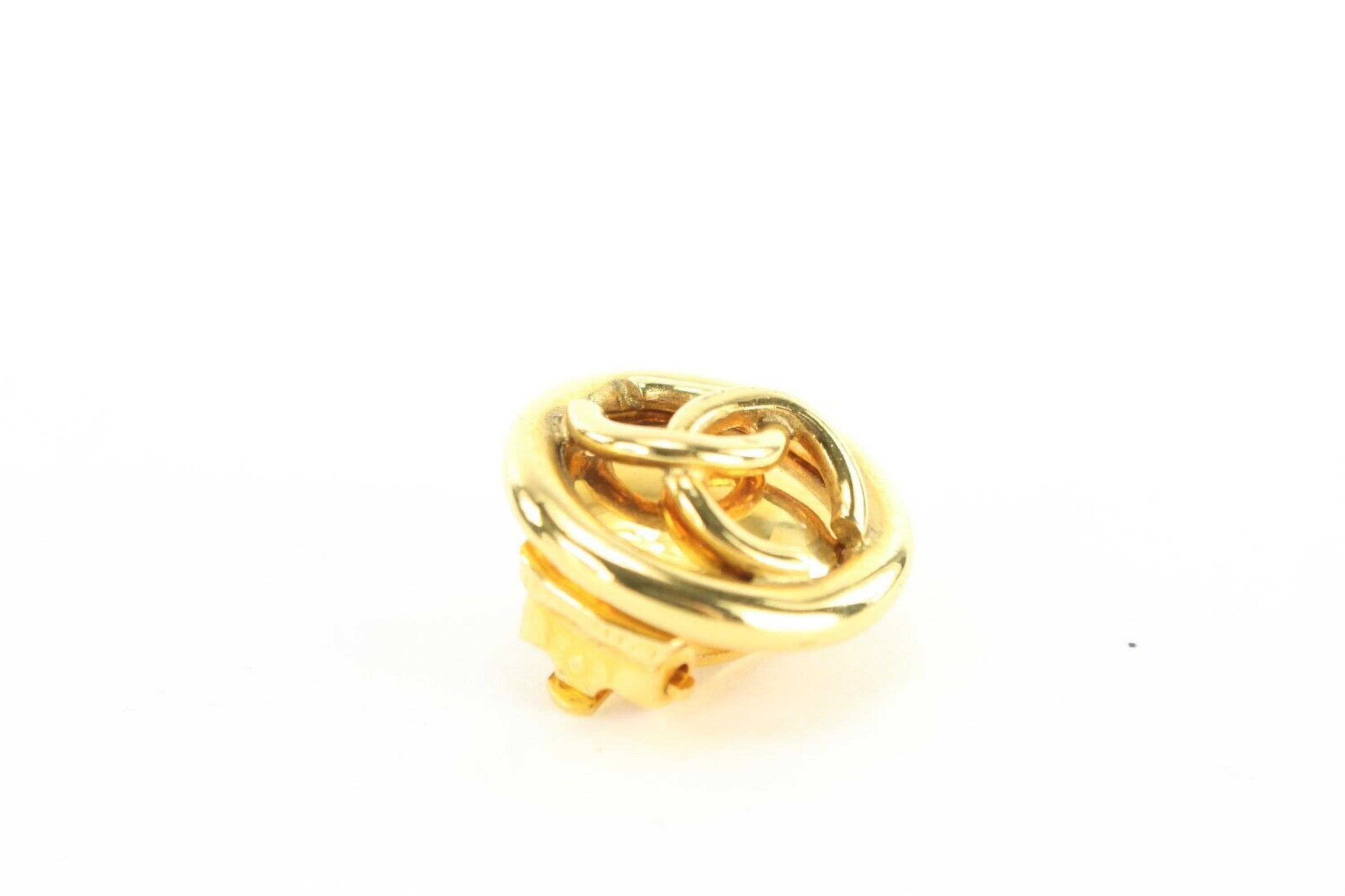 Chanel 24k Gold Plated CC Round Earrings Clip-On 1CK1202 6