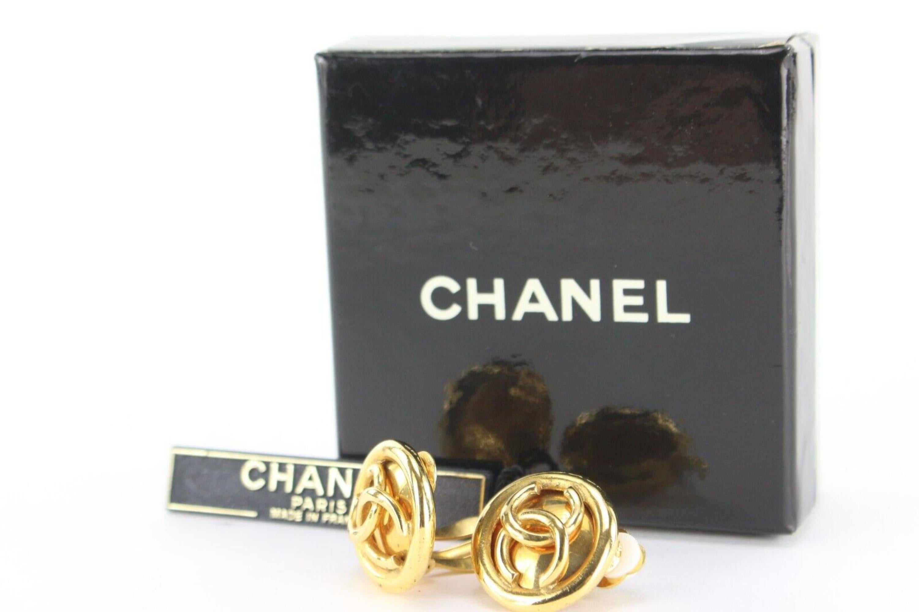 Chanel 24k Gold Plated CC Round Earrings Clip-On 1CK1202 7
