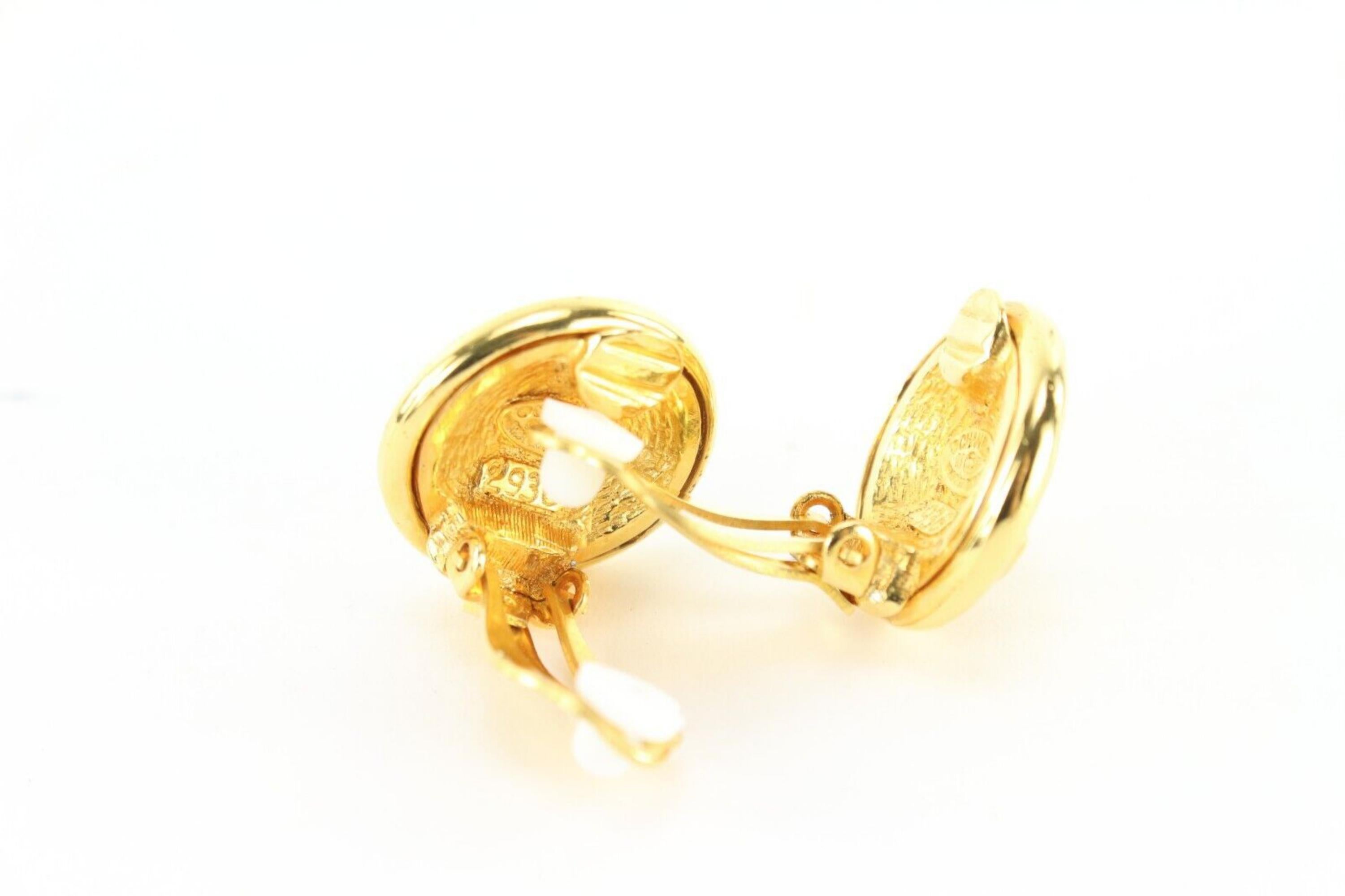 Chanel 24k Gold Plated CC Round Earrings Clip-On 1CK1202 1