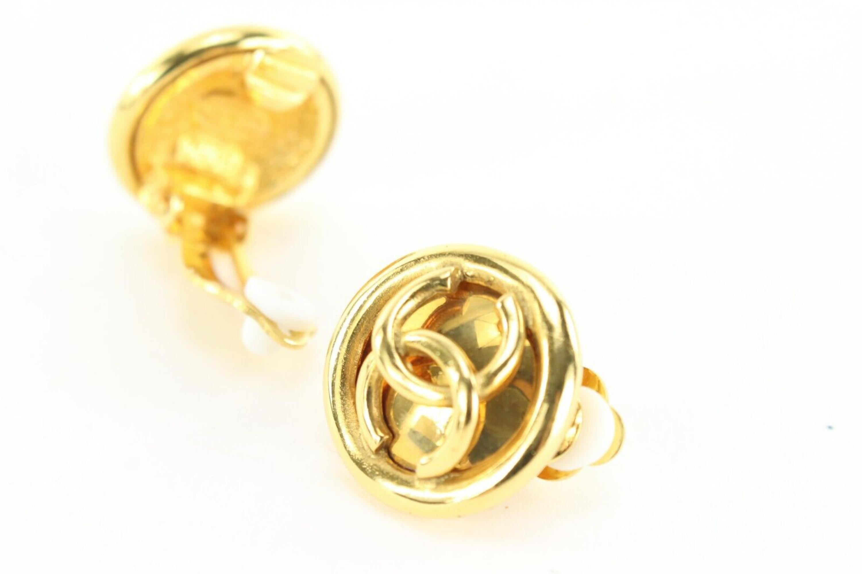 Chanel 24k Gold Plated CC Round Earrings Clip-On 1CK1202 2