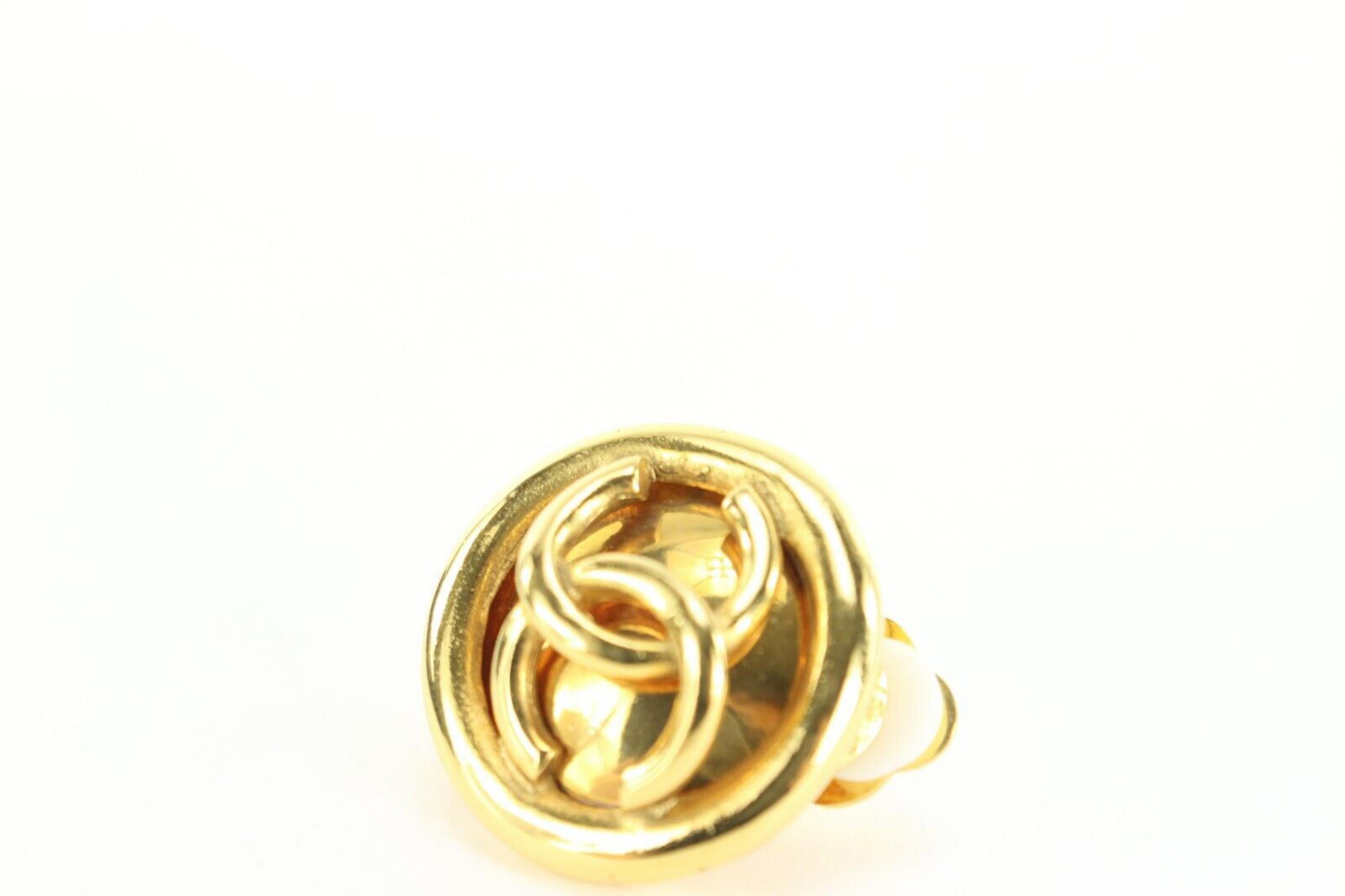 Chanel 24k Gold Plated CC Round Earrings Clip-On 1CK1202 3