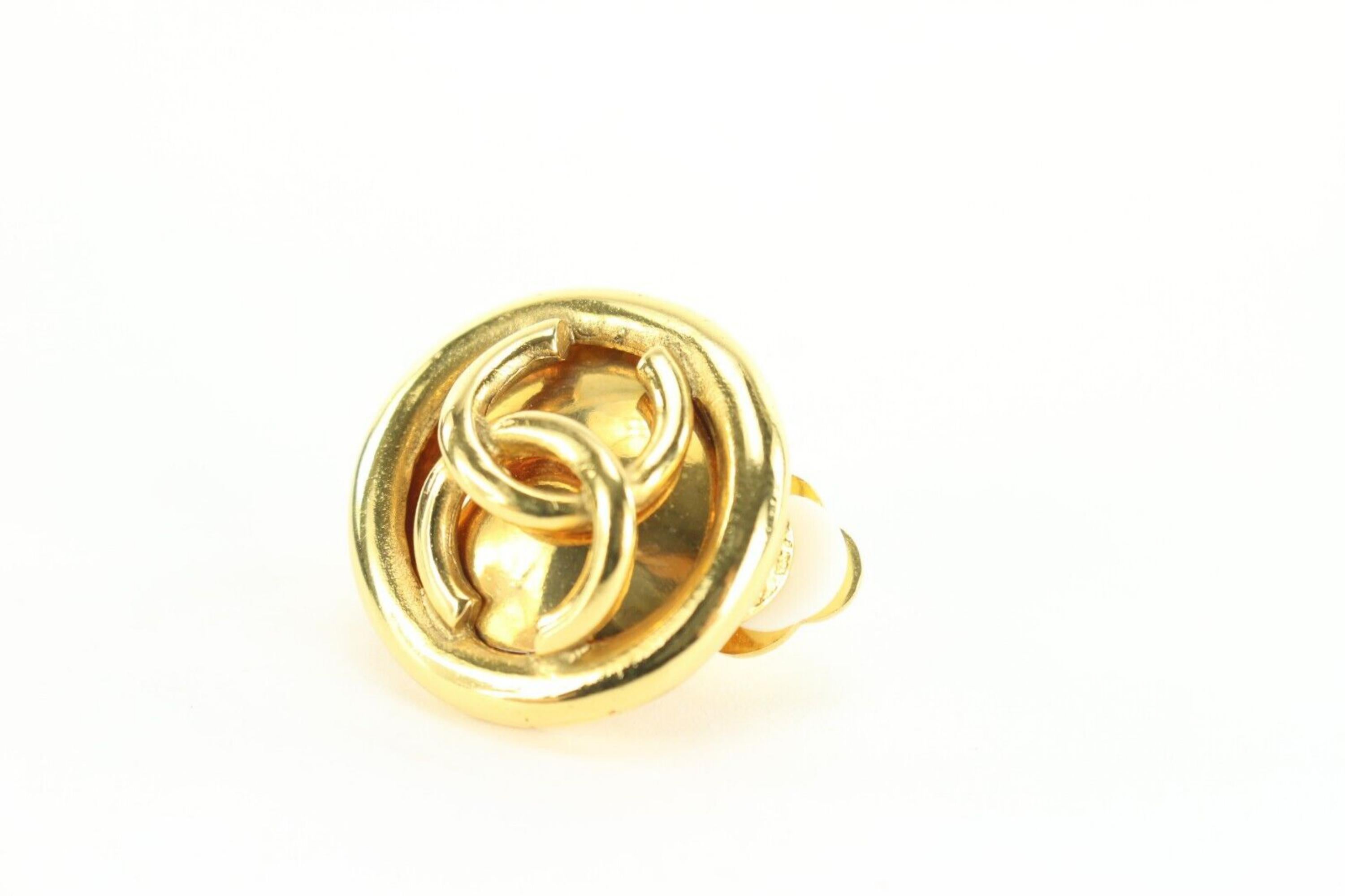 Chanel 24k Gold Plated CC Round Earrings Clip-On 1CK1202 4