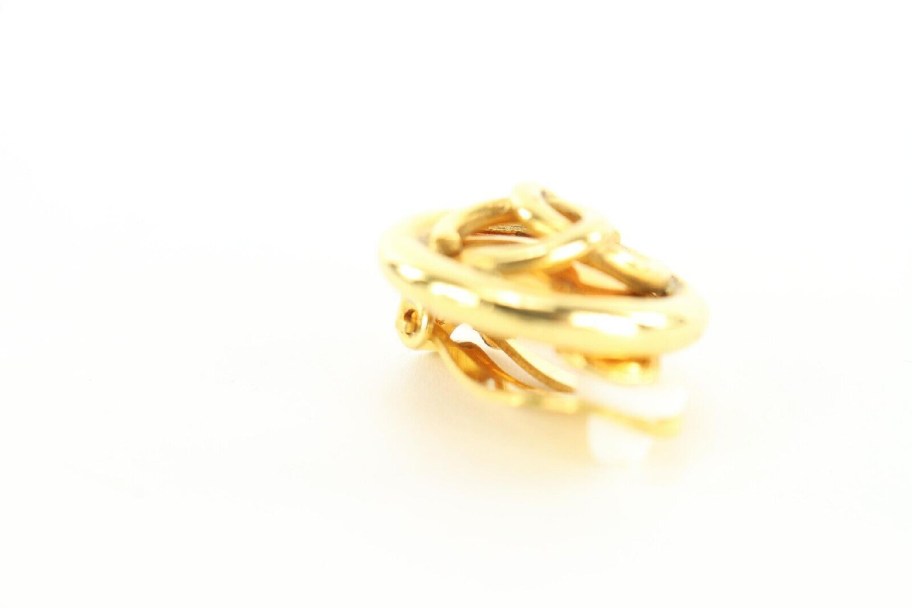Chanel 24k Gold Plated CC Round Earrings Clip-On 1CK1202 5