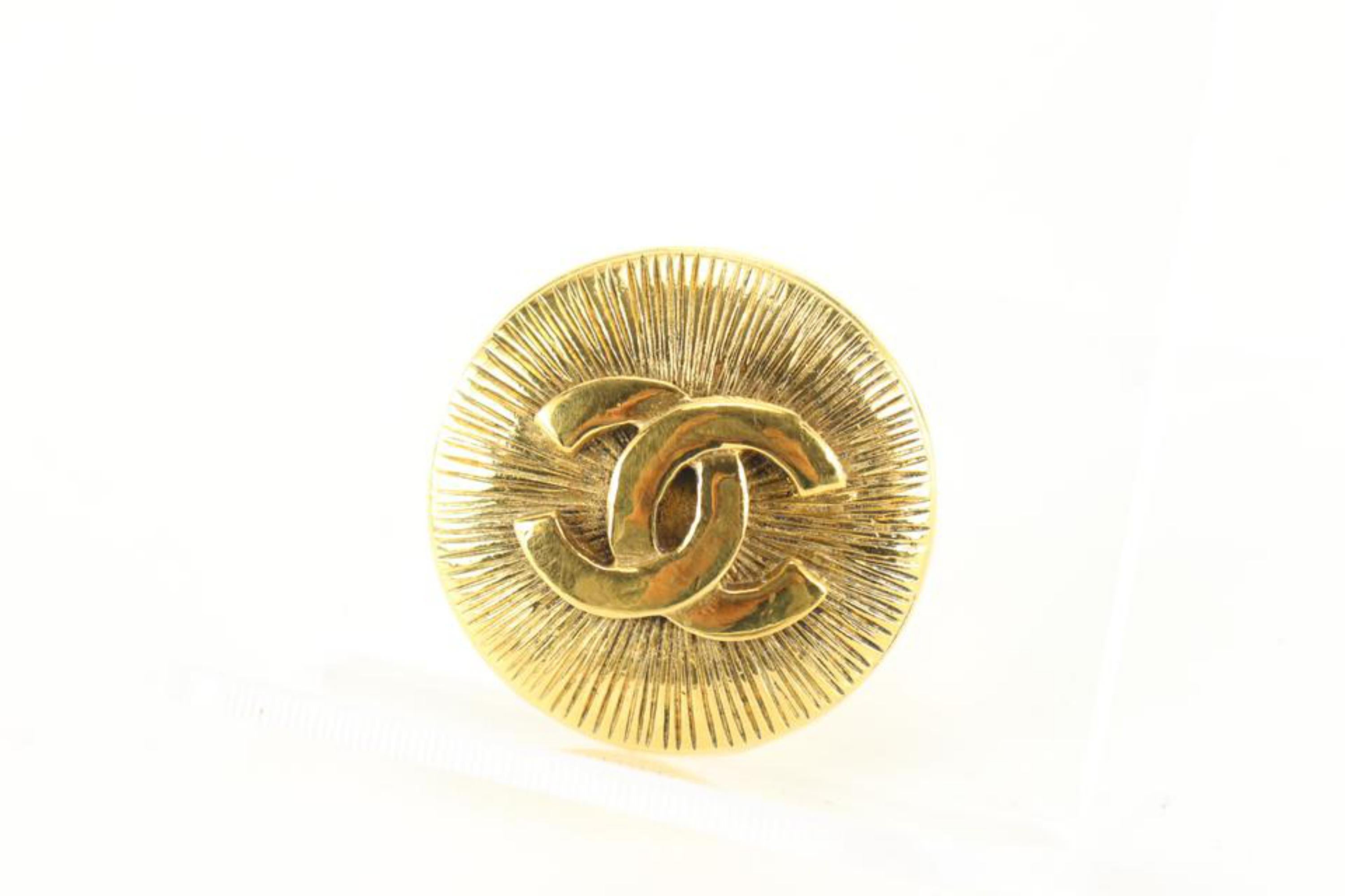 Chanel 24k vergoldete CC Spiral Brosche Anstecknadel 42ck83s im Angebot 3