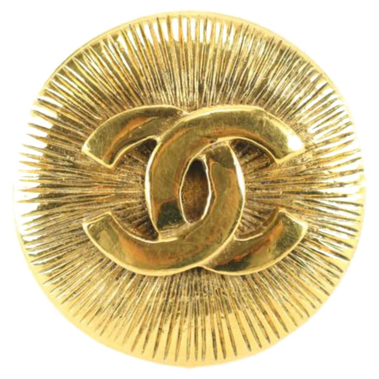 CHANEL COCO Mark Brooch Rhinestone/Gold Plate GOLD Vintage #1