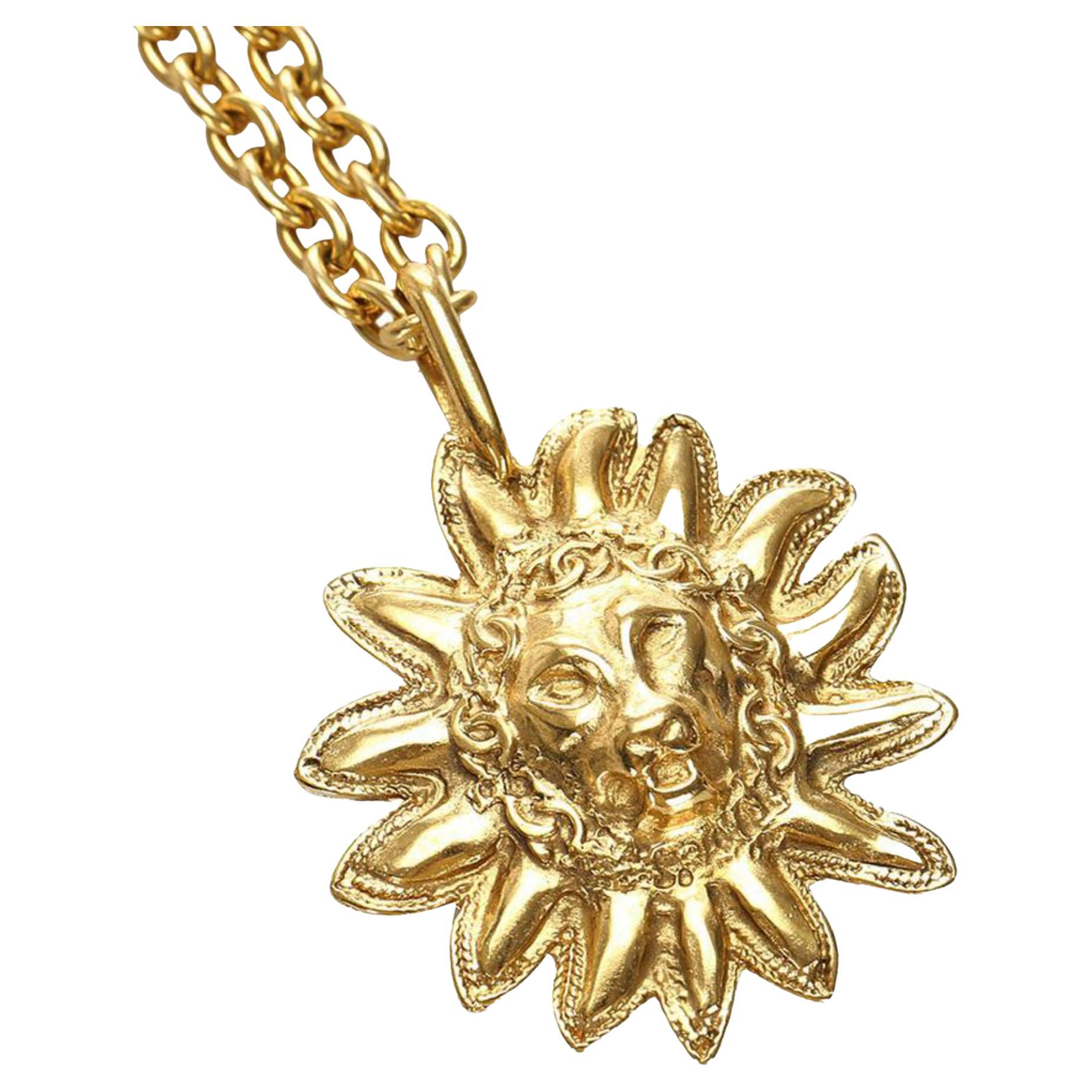Chanel 24k Gold Plated Lion Head Chain Necklace 70cc726s at 1stDibs