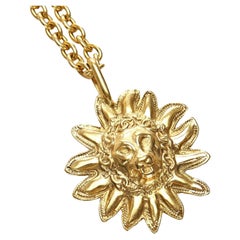 Chanel 24k Gold Plated Lion Head Chain Necklace 70cc726s