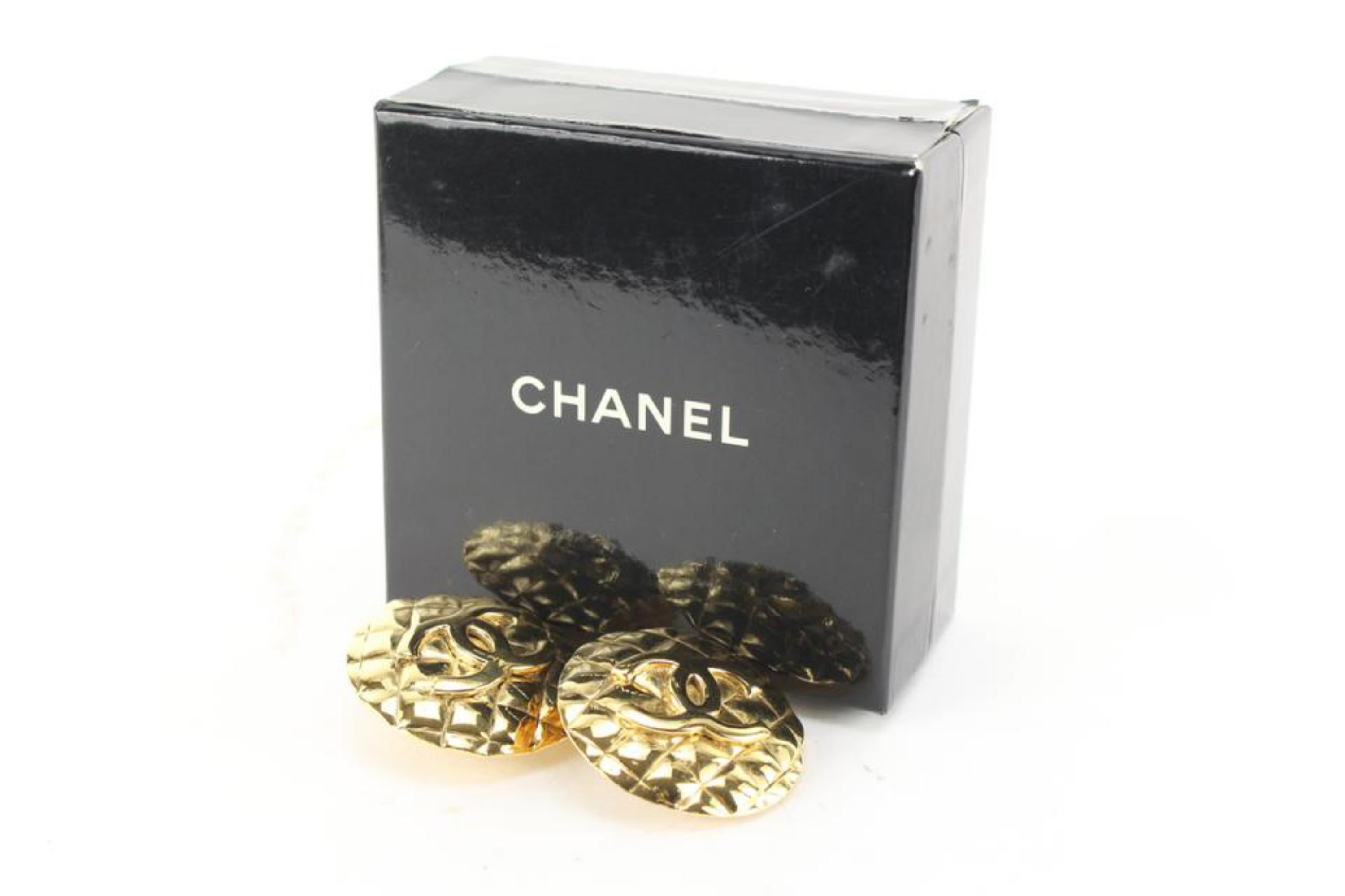 Chanel 24K Gold Plated Quilted CC Earrings 41cc714s For Sale 6