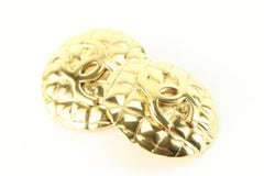 Chanel 24K Gold Plated Quilted CC Earrings 41cc714s