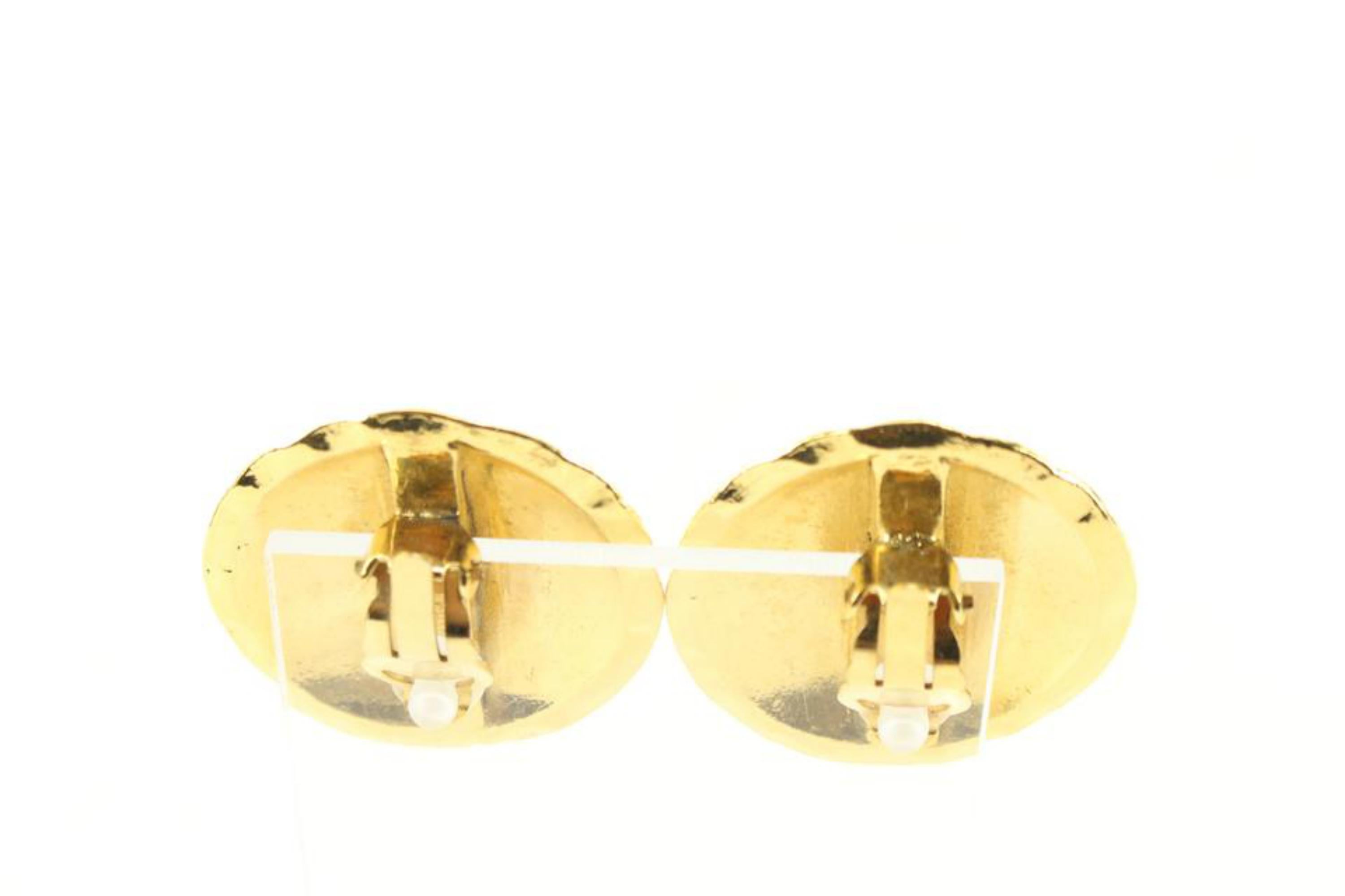 Chanel 24K Gold Plated Quilted CC Earrings 41cc714s For Sale 2