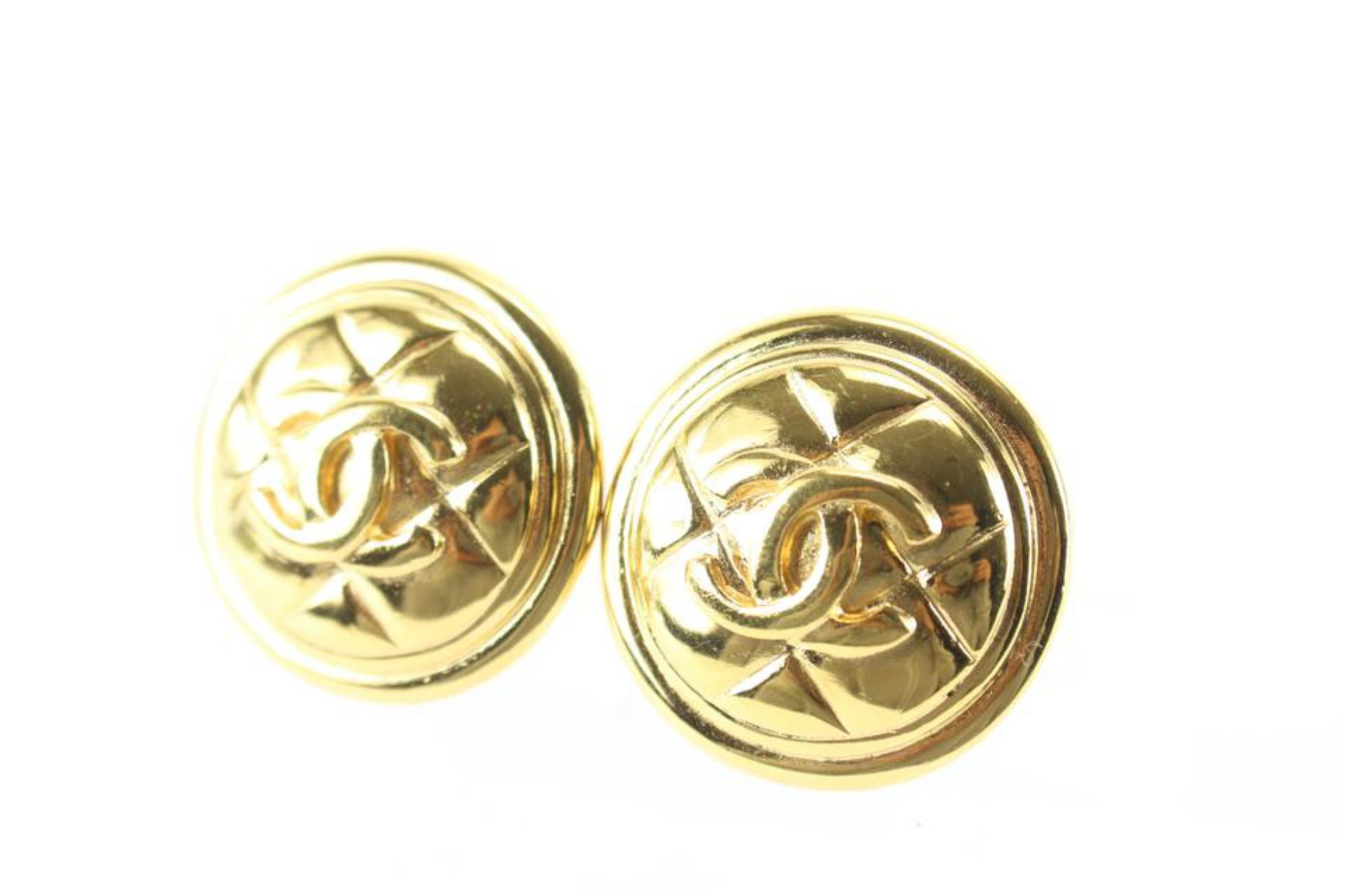 Chanel 24k Gold Plated Quilted CC Logo Earrings 95ck822s 7