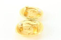 Chanel 24k Gold Plated Quilted CC Logo Earrings 95ck822s