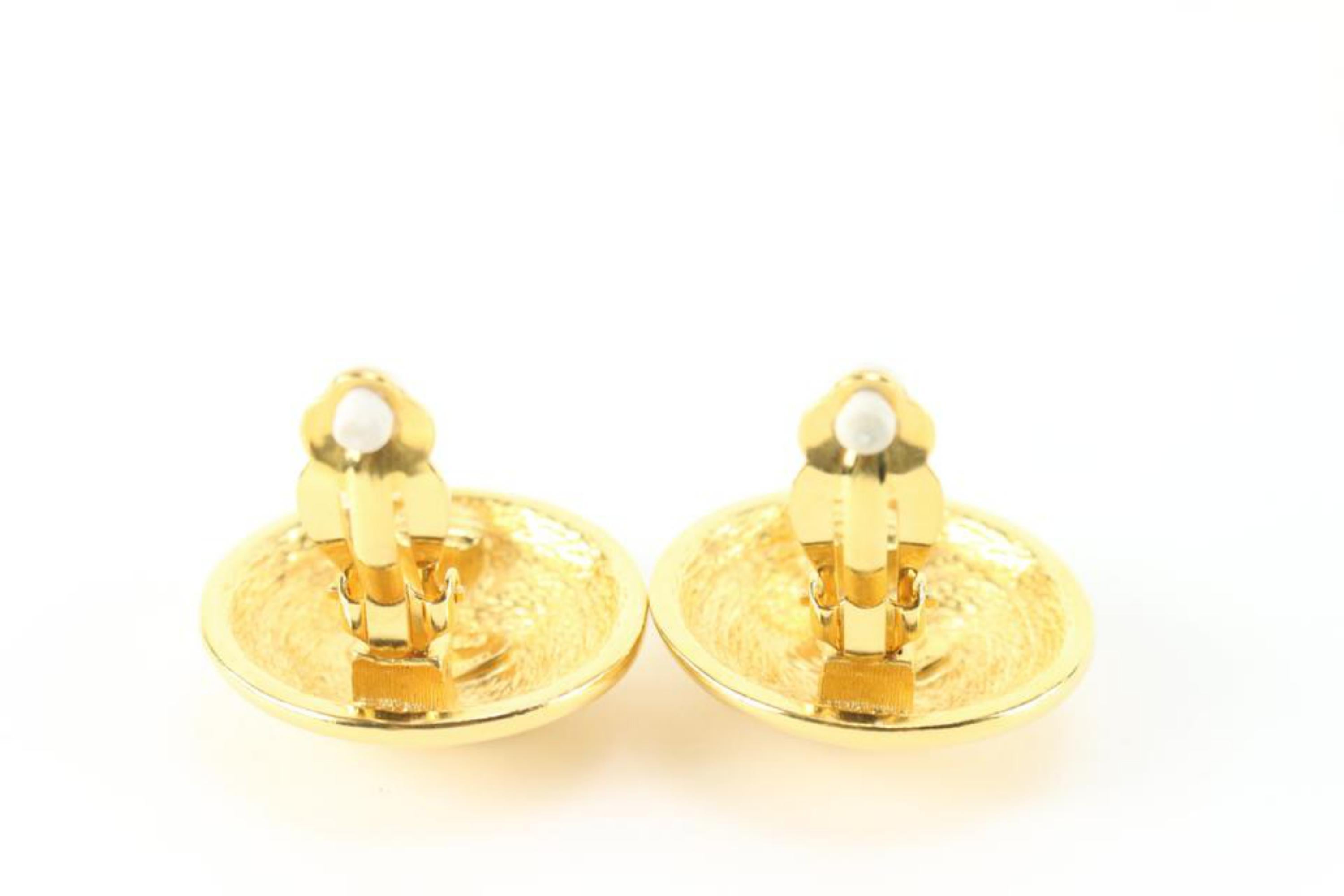 Chanel 24k Gold Plated Quilted CC Logo Earrings 95ck822s 1