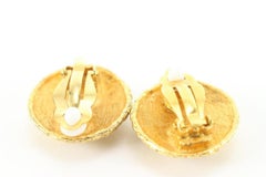 Chanel 24k Gold Plated Raffia Quilted CC Logo Earrings 25ck810s