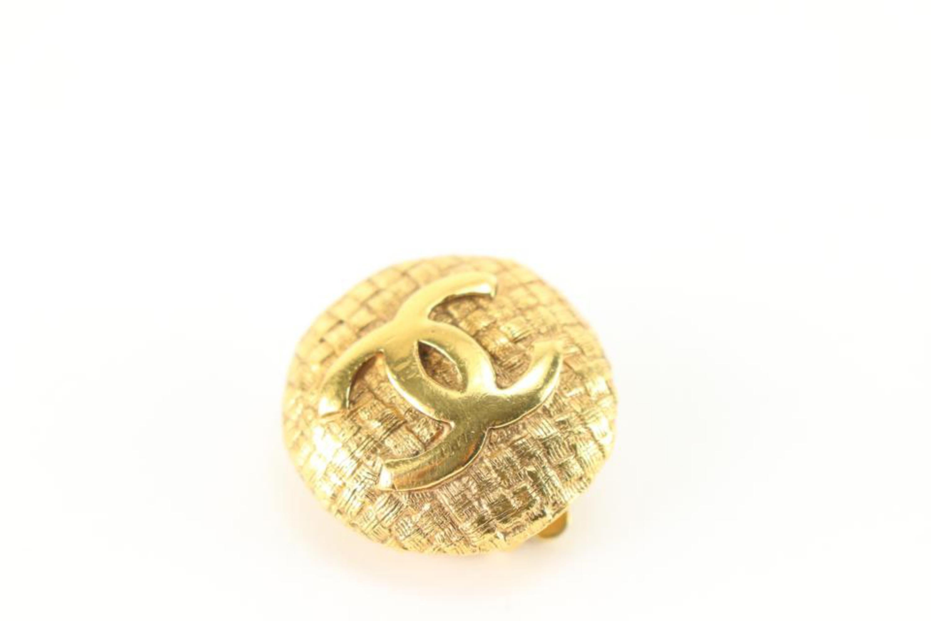 Chanel 24k Gold Plated Woven Quilted Raffia CC Logo Earrings 58cc825s For Sale 3