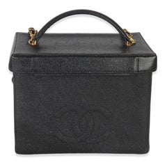 Chanel 24K Vintage Black Caviar Vanity Box Train Case