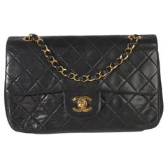 Chanel 24k Vintage Black Quilted Medium Classic Double Flap Bag