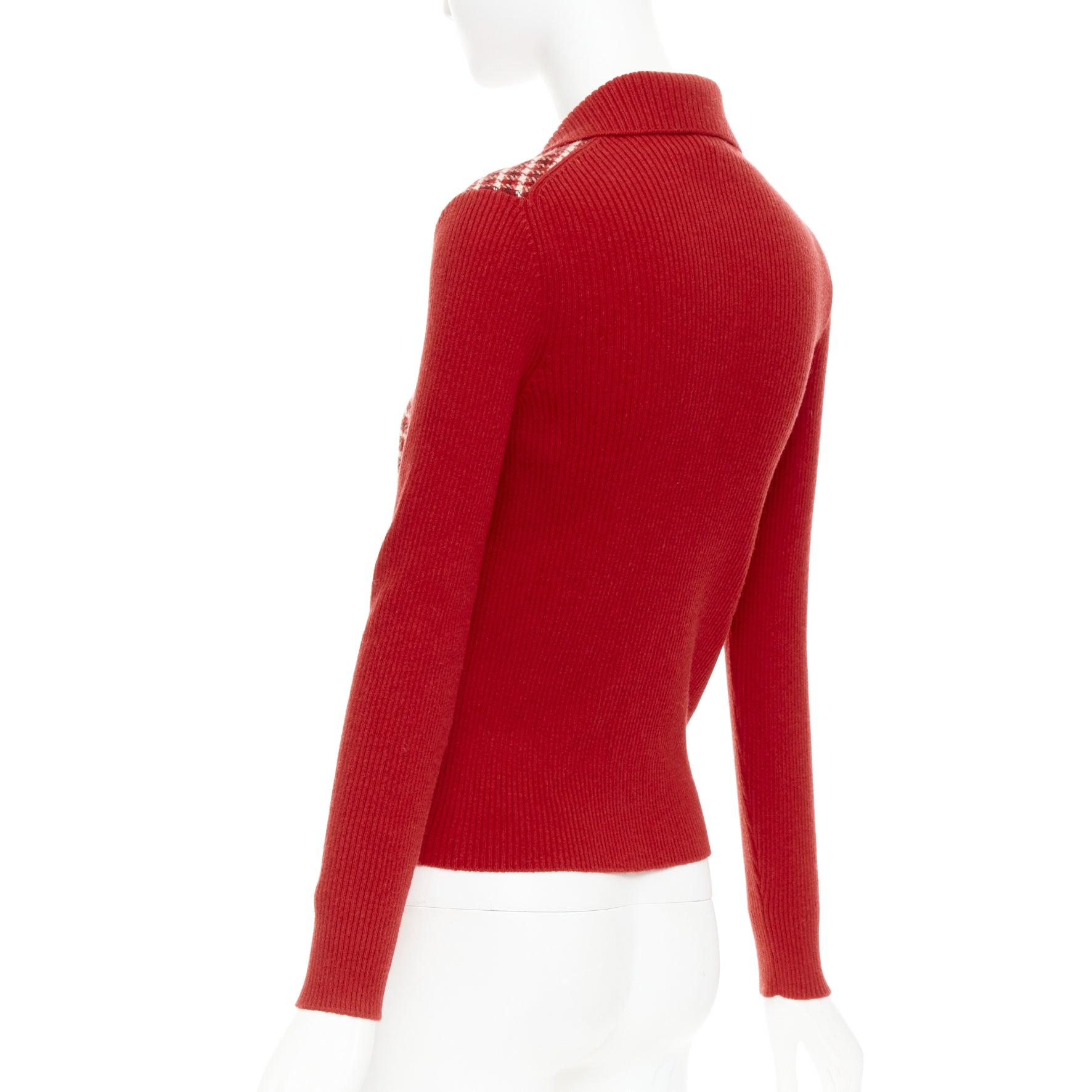 CHANEL 24N red beige cashmere blend CC applique cardigan FR34 XS GDragon For Sale 1