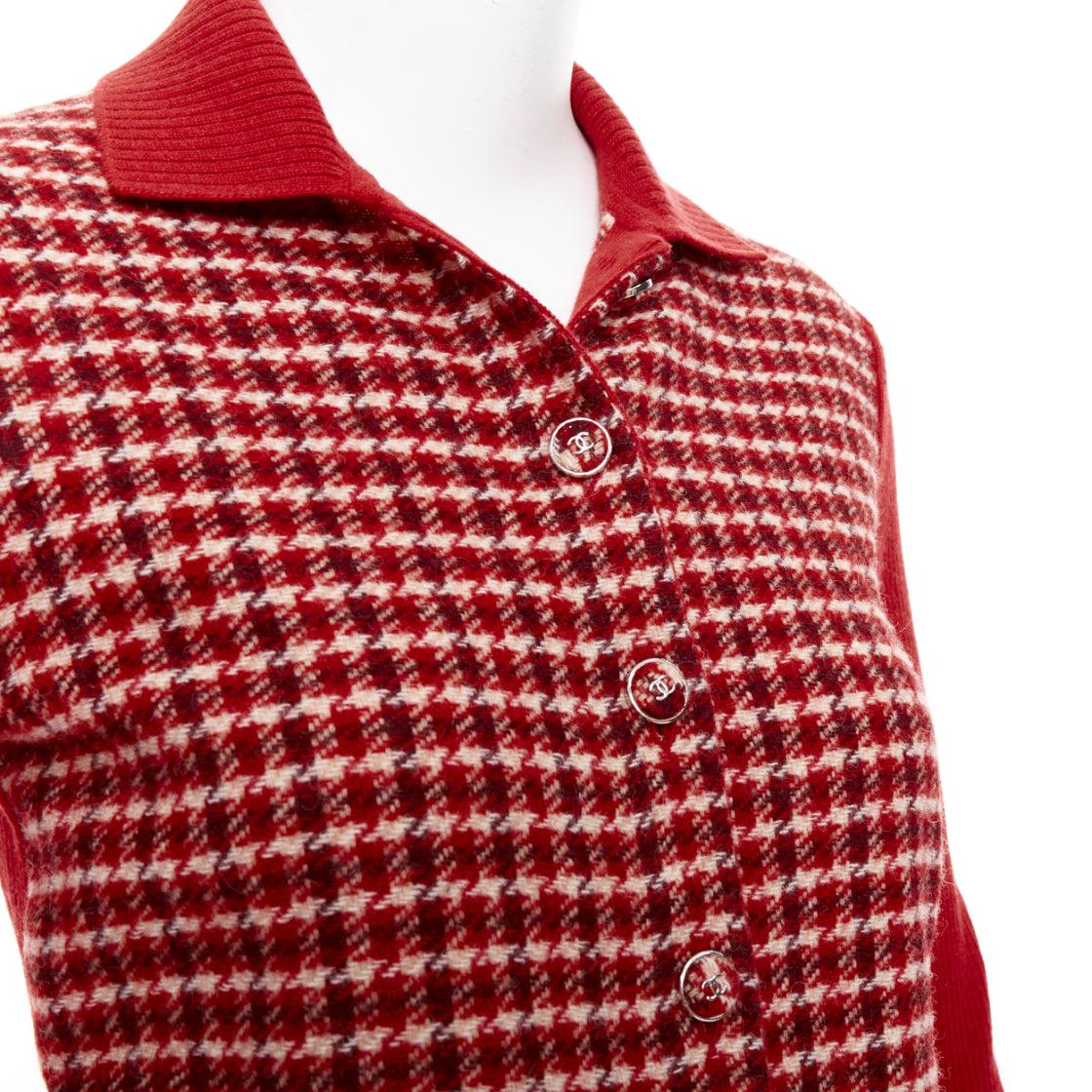 CHANEL 24N red beige cashmere blend CC applique cardigan FR34 XS GDragon For Sale 2