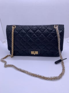 Chanel 2.55 227 classic flap Matelasse Chain Shoulder Black Calfskin handbag
