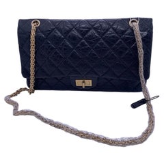 Chanel 2.55 227 classic flap Matelasse Chain Shoulder Black Calfskin handbag