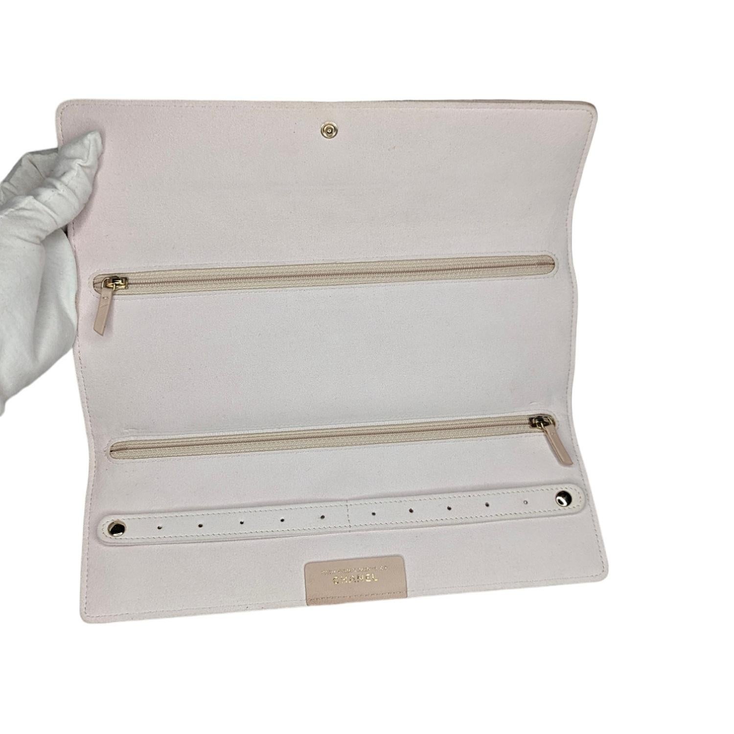 Chanel 2.55 Beige Lambskin Jewelry Case Clutch 3