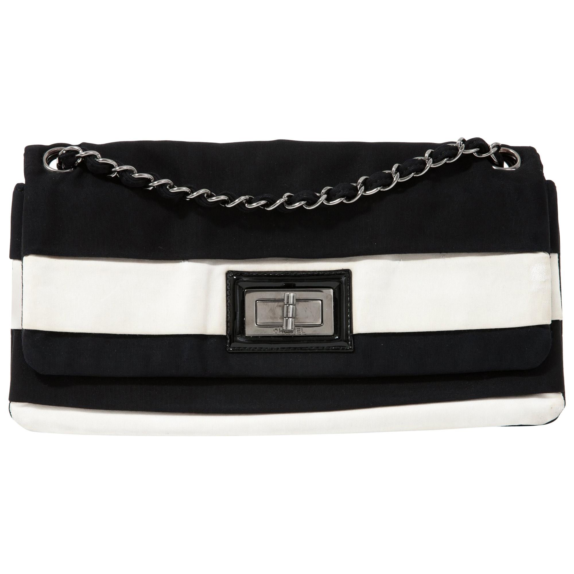 Chanel 2.55 Black and White Striped Bag