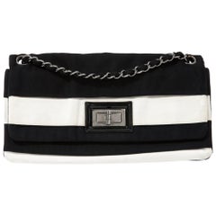 Chanel 2.55 Black and White Striped Bag