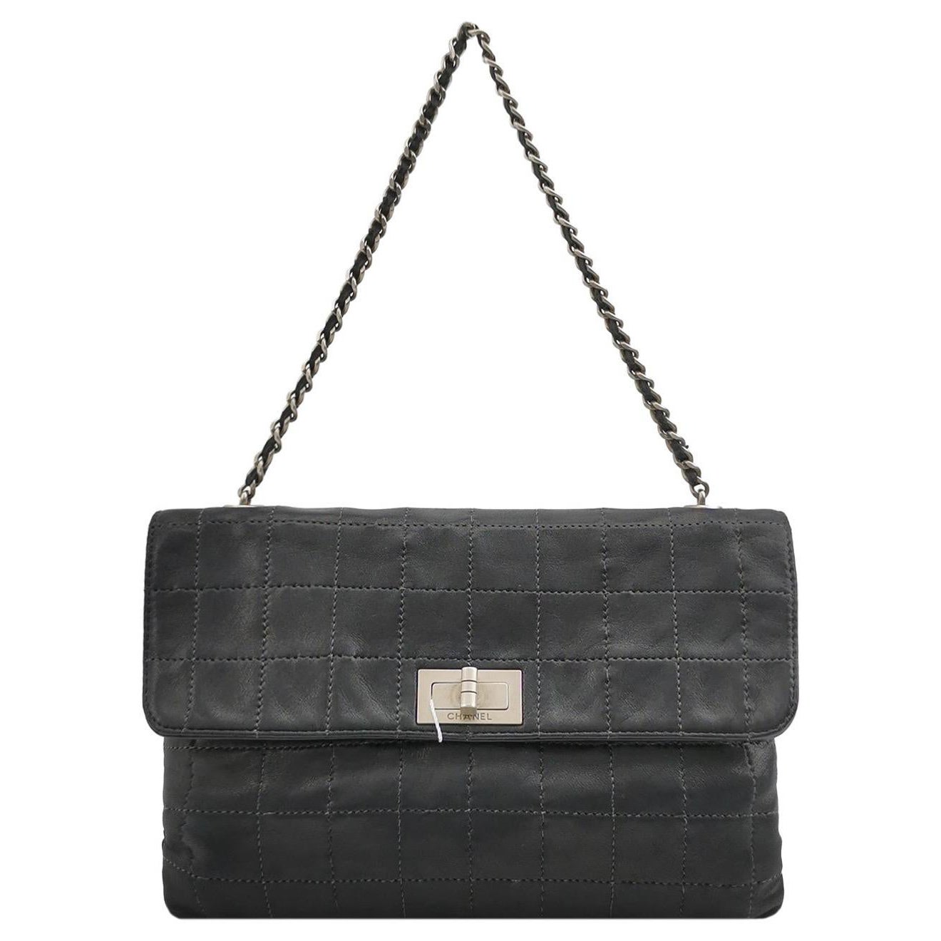 Chanel 2.55 Black Lambskin Square Stitching Shoulder Bag